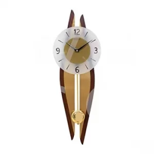 Image of Rosewood & Brushed Metal Pendulum Wall Clock