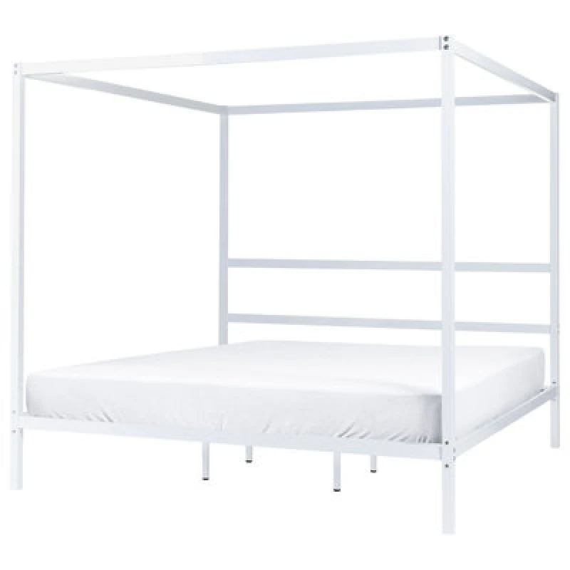 Image of Beliani Four Poster Bed Metal Lestards 180 X 200 Cm (Eu Super King) White