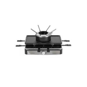 Image of Salter Electric 8 Piece Non-Stick Stone Raclette Grill and Fondue Set