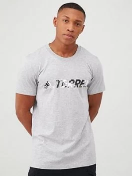 Image of Adidas Logo T-Shirt - Medium Grey Heather