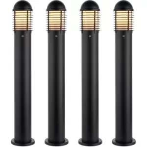 Image of 4 PACK Outdoor Bollard Post Light - 60W E27 GLS - 1000mm Height - Matt Black