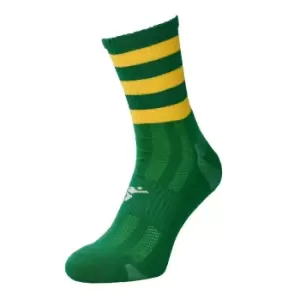 Image of Precision Childrens/Kids Pro Hooped Football Socks (12 UK Child-2 UK) (Green/Gold)