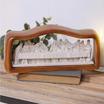 Image of Faith & Hope Wood & Stone Finish Statue - The Last Supper