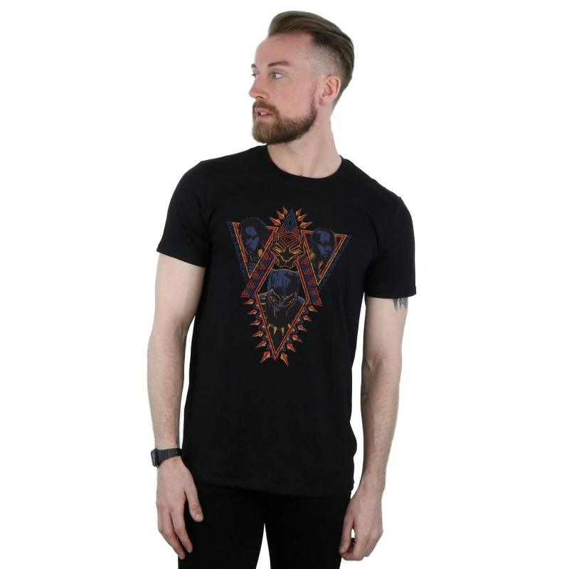 Image of Marvel Marvel Men Black Panther Tribal Heads T-Shirt Size: Small Black S Male 5057736574294