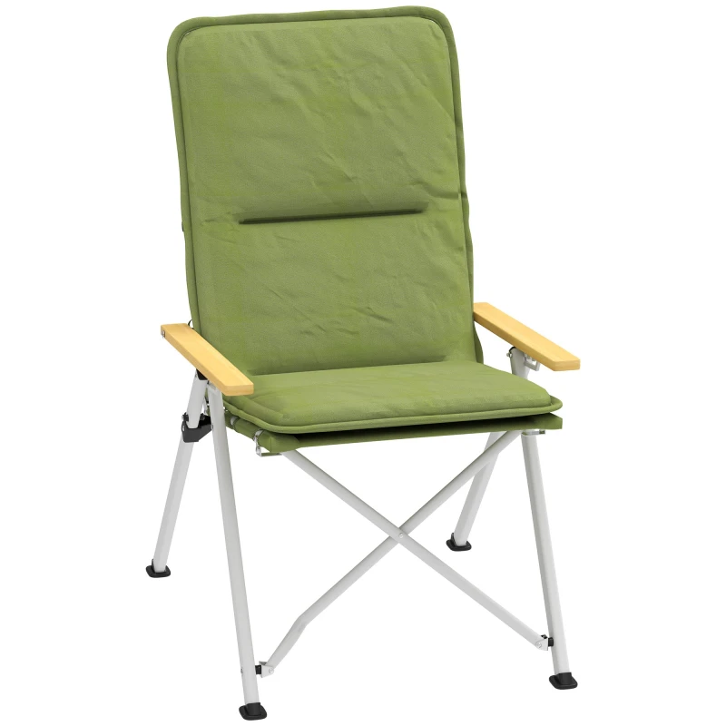 Image of Outsunny Outsunny Padded Camp Chair Outdoor High Back Folding Recliner with Bag - Green