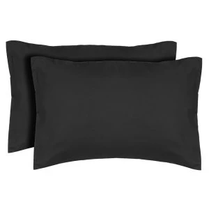 Image of Catherine Lansfield Pair of Non-Iron Housewife Pillowcases - Black