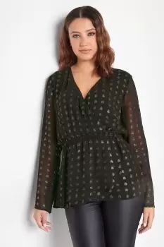 Image of Tall Glitter Polka Dot Wrap Top