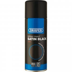 Image of Draper Satin Finish Aerosol Spray Paint Black 400ml