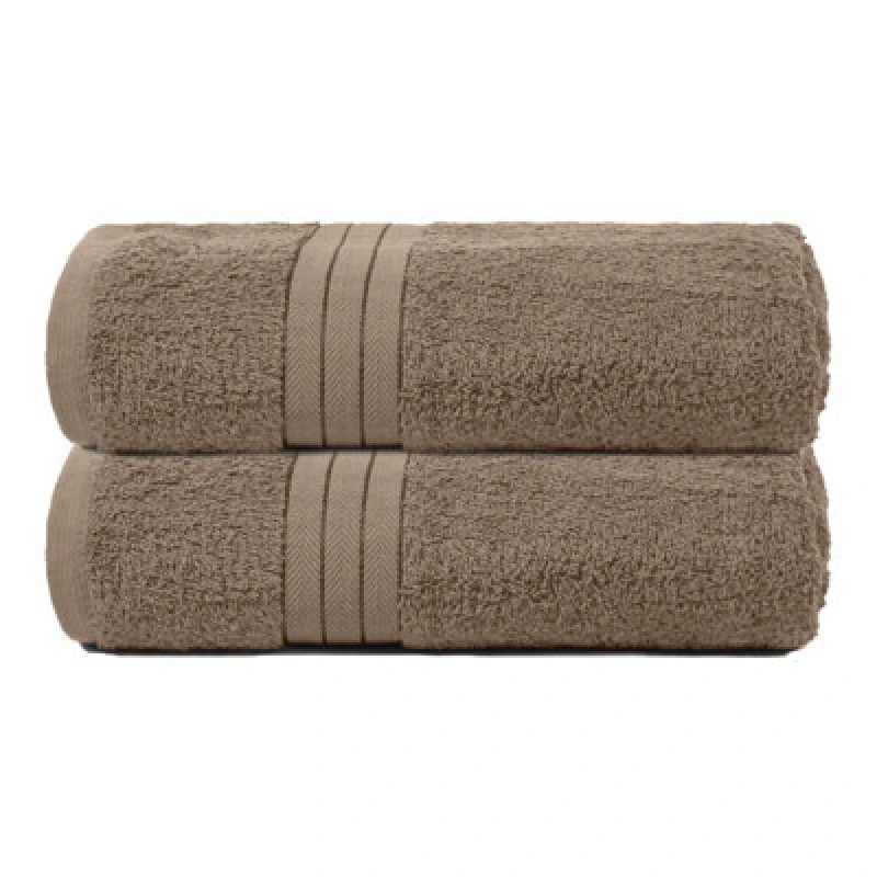 Image of OHS OHS 2 Pack of 100% Cotton Bathroom Bath Towel in Light Beige Light Beige Bath Towel Unisex 5027434202898