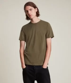 Image of AllSaints Mens Brace Crew T-Shirt, Ranch Brown, Size: S