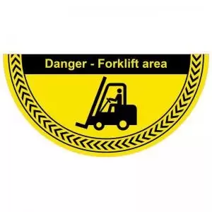 Image of Danger Forklift Area Floor Graphic adheres to most smooth clean flat