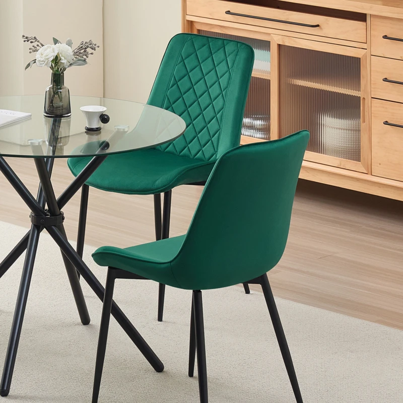 Image of Outdoor Living Amelia Velvet Comfort Dining Chairs - Green - Set of 2 Green Unisex