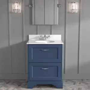 Image of 600mm Blue Freestanding Marble Top Vanity Unit - Ashbourne