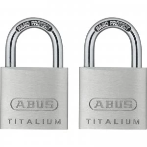 Image of Abus 64TI Series Titalium Padlock Pack of 2 Keyed Alike 30mm Standard