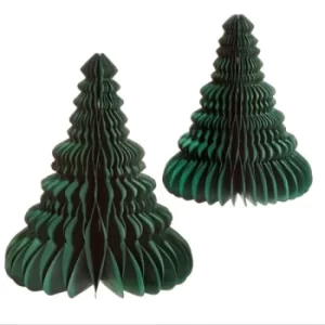 Image of Forest Green Honeycomb Tree Standing Decoration (Set Of 2)