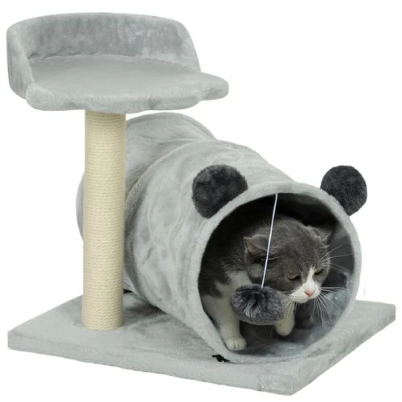 Image of PawHut Cat Tree w/ Scratching Post, Bed, Cat Tunnel, Toy Ball, Grey D30-823V00GY