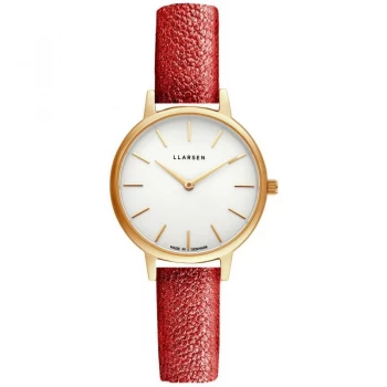 Image of LLARSEN White and Red 'Caroline' Ladies Classical Watch - 146gwg3-gopera12 - multicoloured