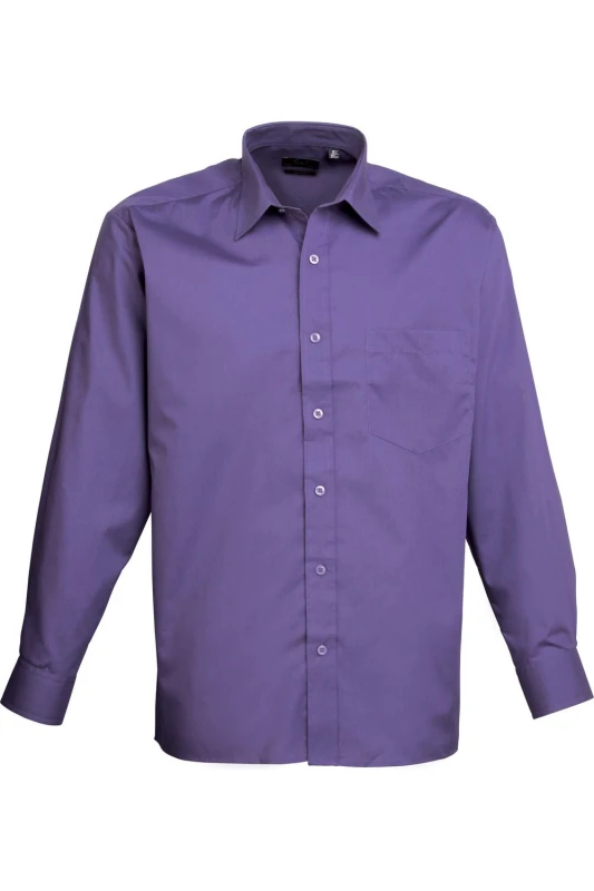 Image of Premier Premier Men Poplin Long-Sleeved Formal Shirt in Purple Purple One Size Male 5055805354082