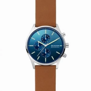 Image of Skagen Blue And Brown 'Holst' Chronograph Classical Watch - SKW6732 - multicoloured