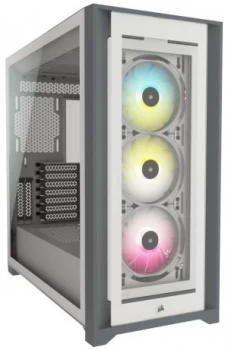 Image of CORSAIR iCUE 5000X RGB Tempered Glass Mid-Tower ATX PC Smart Case, Whi