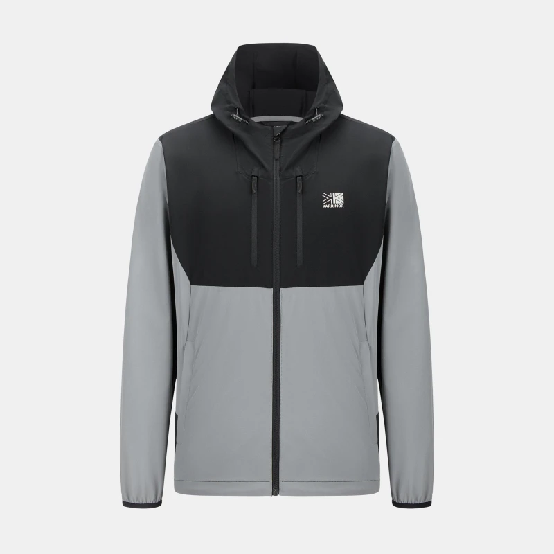 Image of Karrimor Mens Base Camp Windproof DWR Long Sleeve Softshell Jacket Grey/Black male S