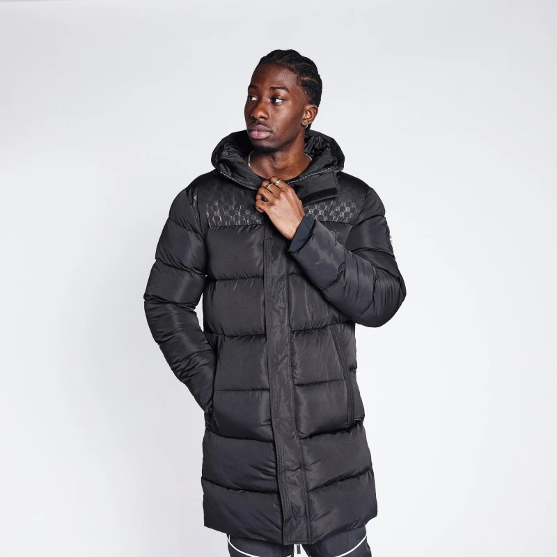 Image of Blood Brother Long Puffer Jacket Mens - Black XS