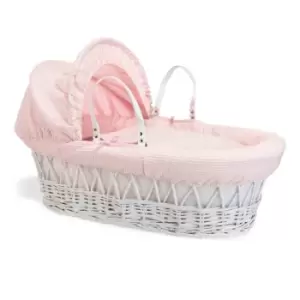 Image of Clair de Lune Waffle White Wicker Moses Basket - Pink