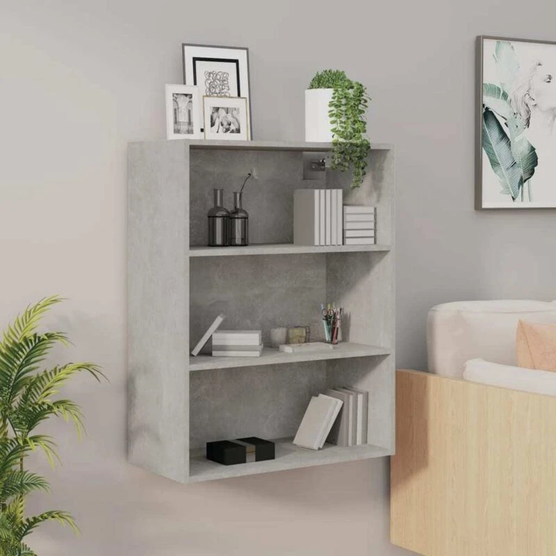 Image of Vidaxl Hanging Wall Cabinet Concrete Grey 69.5X32.5X90 Cm, Grey 812316