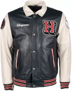 Image of Helstons Cheyenne Motorcycle Leather Jacket, blue-beige, Size S, blue-beige, Size S