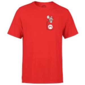 Image of Nintendo Super Mario Mario Pocket Print Mens Red T-Shirt - S - Red
