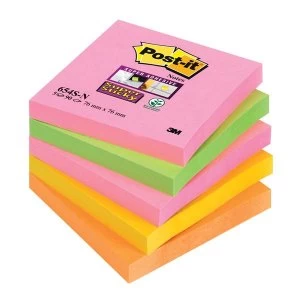Image of Post it Super Sticky Notes 76x76mm Capetown Rainbow Ref 654SN Pack of