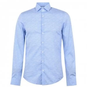 Image of Calvin Klein Calvin Slim Fit Print Shirt - Light Blue 0GY