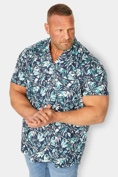 Image of BadRhino Leaf Print Shirt Blue