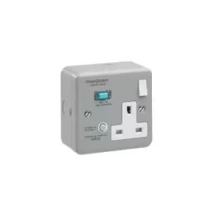 Image of Powerbreaker Grey & White Metal Clad Rcd Single Socket Switched 10Ma - K21MPAAN10-C