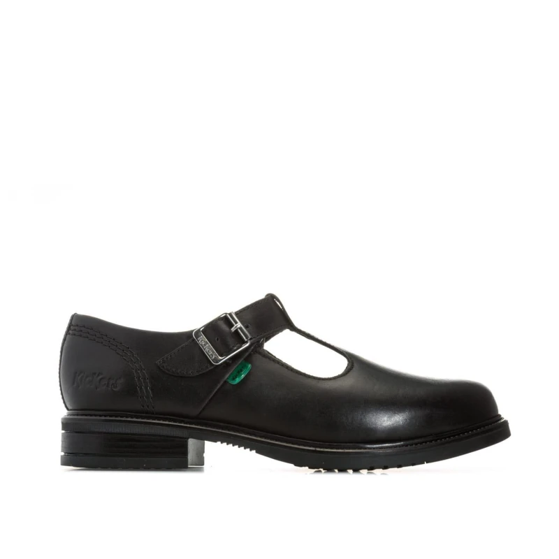 Image of Kickers Lach T-Bar Leather Shoes - Black 3