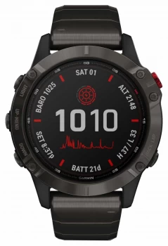 Image of Garmin Fenix 6 Pro Solar Titanium Carbon Grey DLC Bracelet Watch