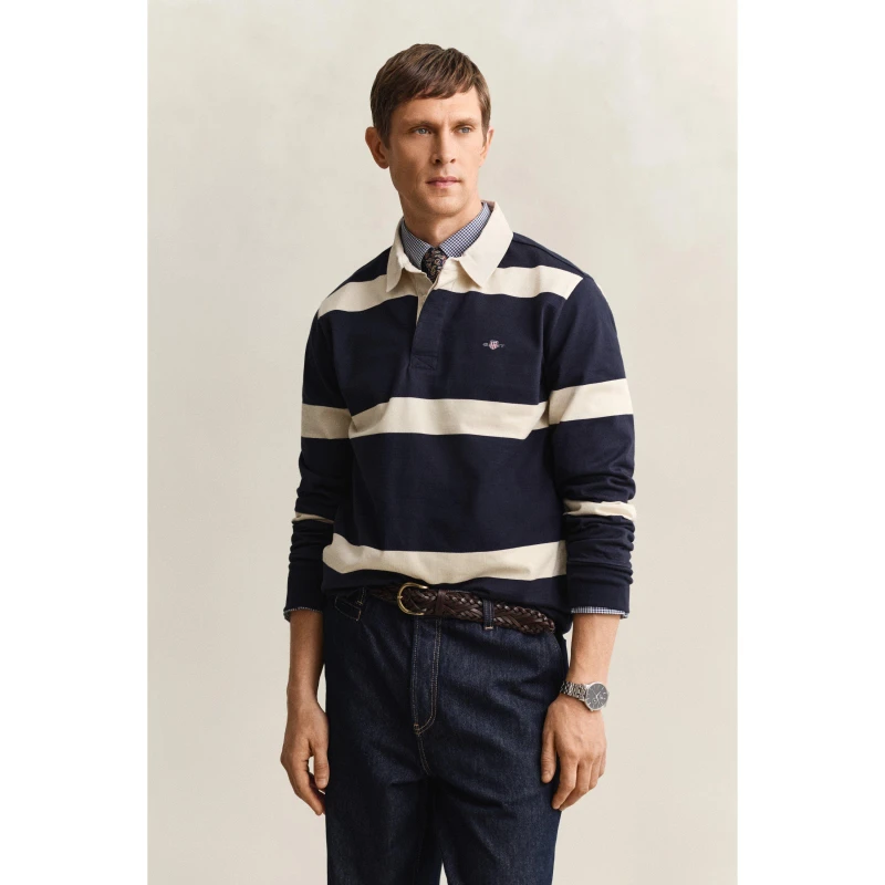 Image of Gant Gant Striped Rugger Sn62 Evenng Blue 433 male L