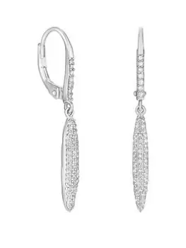Image of Simply Silver Sterling Silver 925 Cubic Zirconia French Hook Pave Drop Earrings, Silver, Women