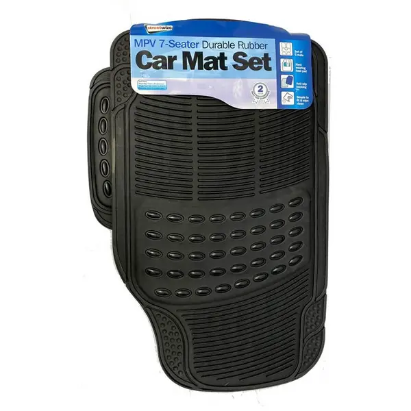 Image of Streetwize Deluxe Celebrity Rubber Car Mat Set with Full Cros - Black One Size