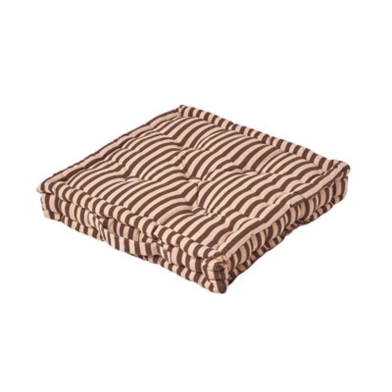 Image of Homescapes Cotton Thin Stripe Floor Cushion Beige