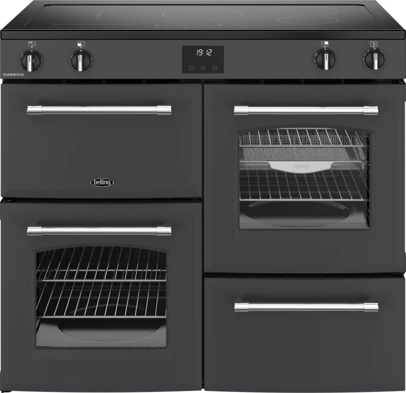 Image of Belling Farmhouse 100Ei 100cm wide Electric Range Cooker with Induction Hob - Anthracite - A/A Rated