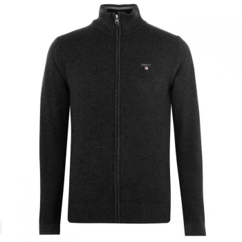 Image of Gant Cotton Cardigan - Charcoal 095