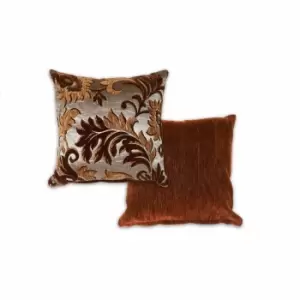 Image of Emma Barclay Rome - Damask Chenille Cushion (Pair) Cover In Chocolate