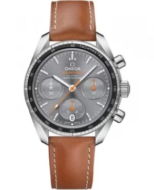 Image of Omega Speedmaster Co-Axial Chronograph 38mm Grey Dial Brown Leather Unisex Watch 324.32.38.50.06.001 324.32.38.50.06.001