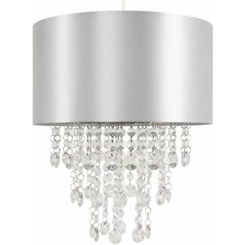 Image of Minisun - Ceiling Pendant Light Shade with Acrylic Jewel Droplets - Grey - No Bulb