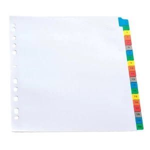 Image of Elba A4 Index 1-20 Multipunched Mylar-reinforced Multicolour Tabs