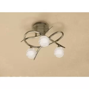 Image of Ceiling lamp Loop 3 Bulbs G9 ECO, antique brass width 28 Cm