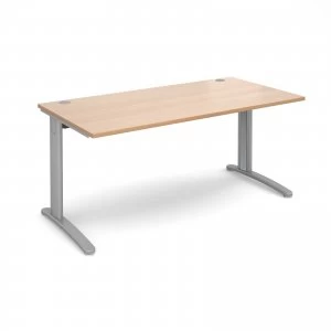 Image of TR10 Straight Desk 1600mm x 800mm - Silver Frame Beech Top