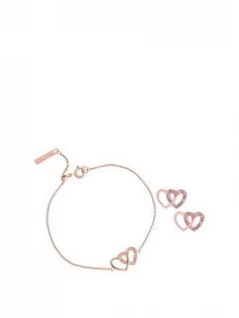 Image of Olivia Burton The Classics Rose Gold Earring & Bracelet Gift Set, Rose Gold, Women