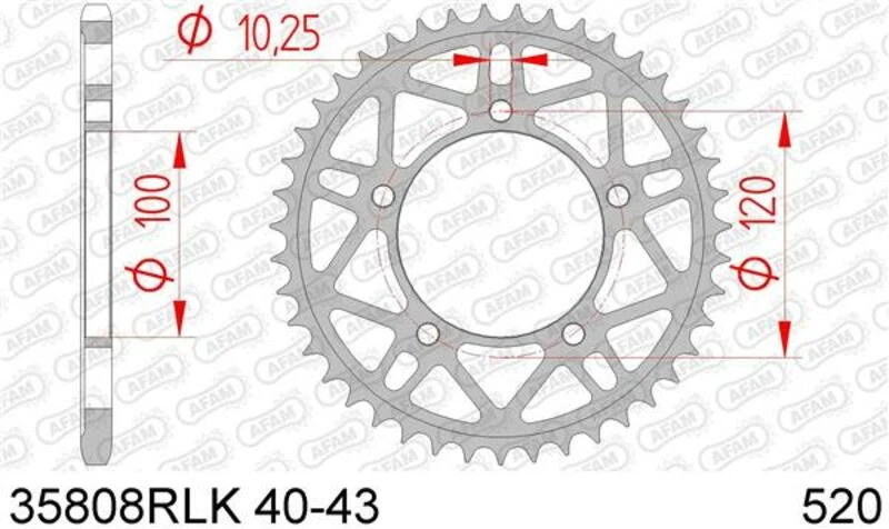 Image of AFAM Steel Ultra-Light Rear Sprocket 35808 - 520